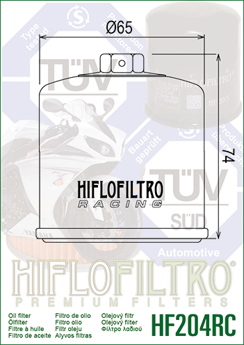 HIFLO FILTR OLEJU HF 204 RACING HONDA/ KAWASAKI/ YAMAHA NAKRĘTKA 17MM
